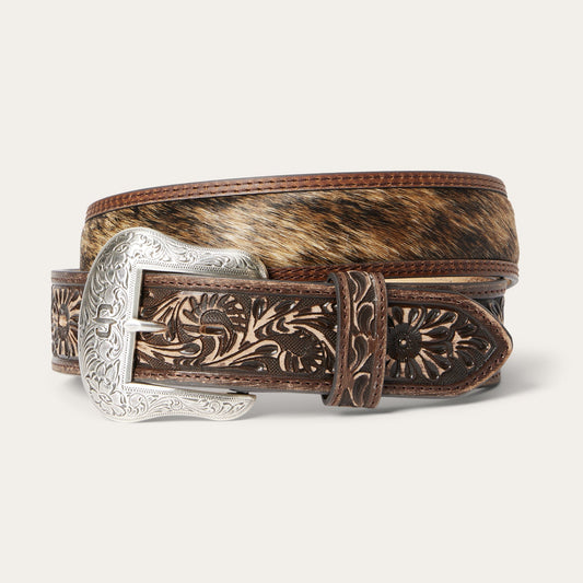 Hair-on-Hide Tooled Tab Belt Vintage/Brown - Stetson