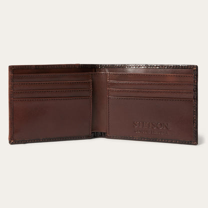 Tooled Embossed Croco Bi-Fold Wallet Brown - Stetson