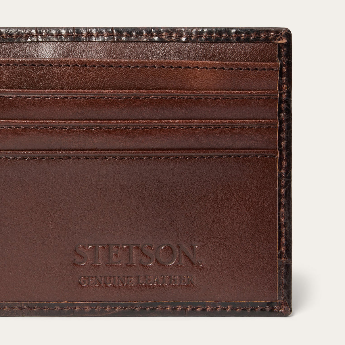 Tooled Embossed Croco Bi-Fold Wallet Brown - Stetson