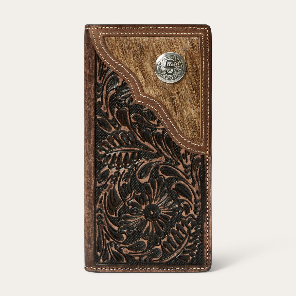 Hair-On-Hide Concho Checkbook Vintage Brown - Stetson