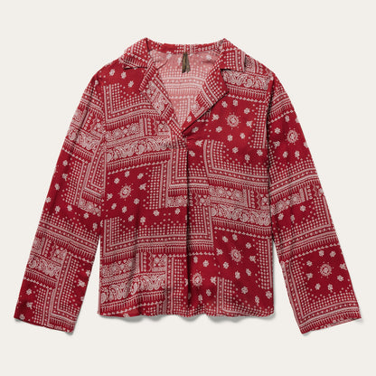 Red Bandana Patchwork Blouse Red - Stetson