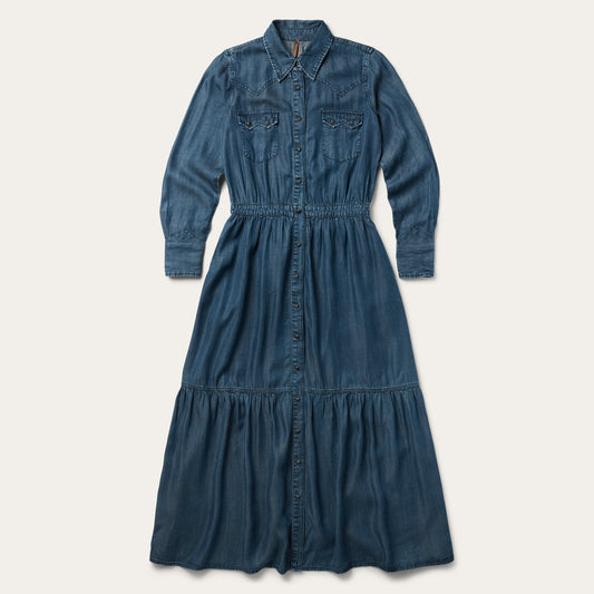 Western Denim Maxi Dress Blue - Stetson