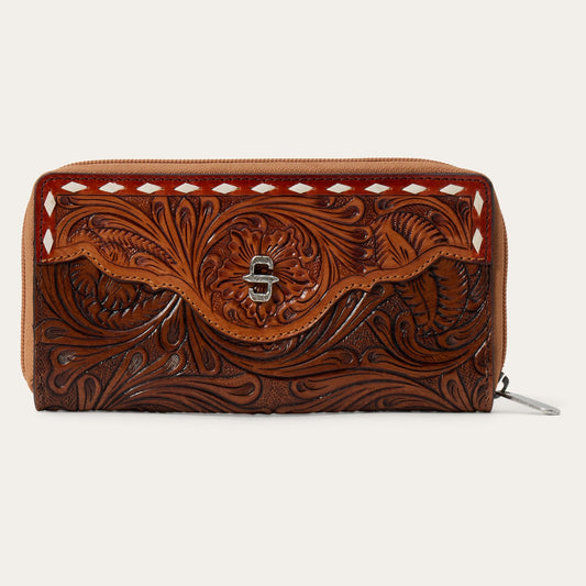 Tooled Zip Wallet Brown - Stetson