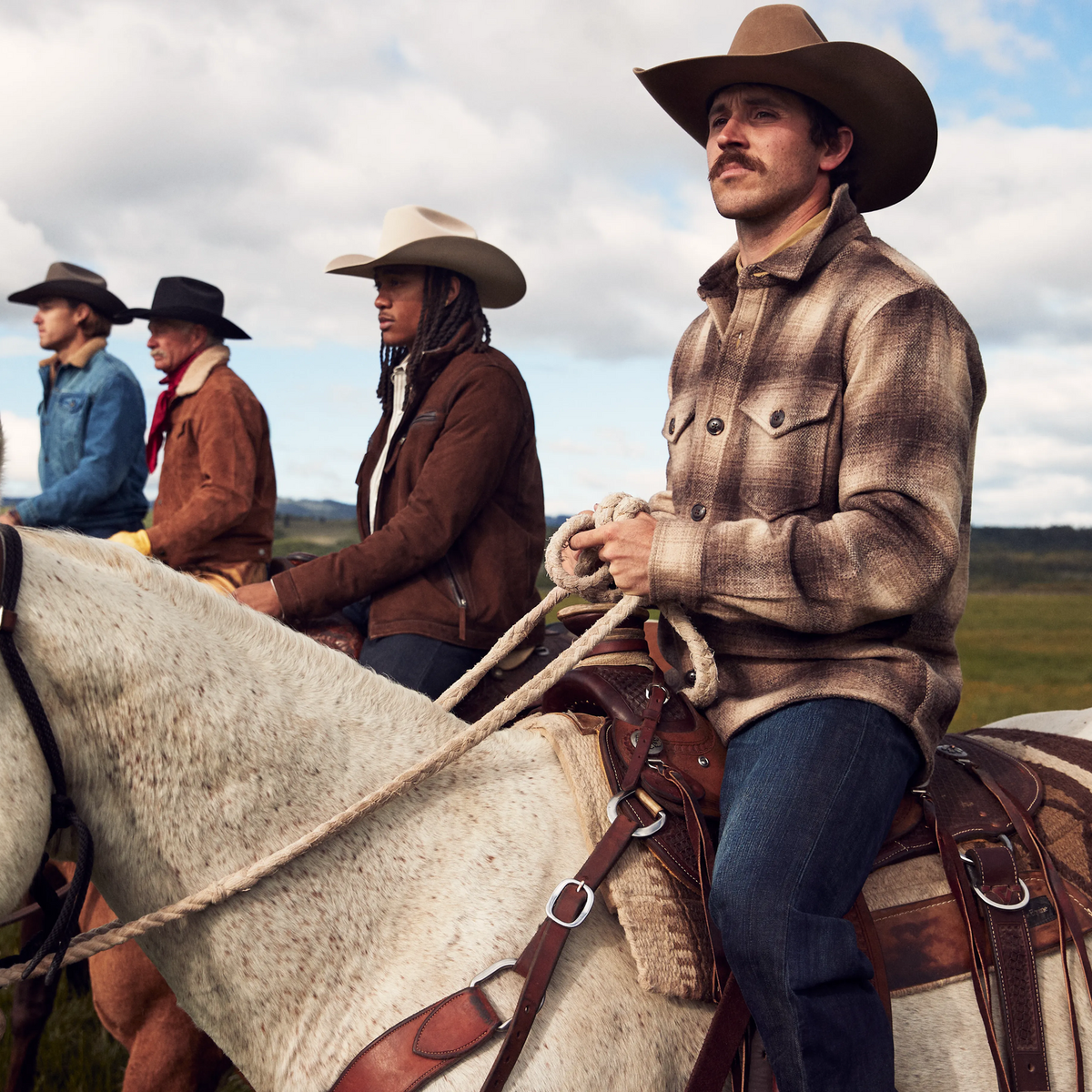 Wool Plaid Shirt Jacket Brown - Stetson