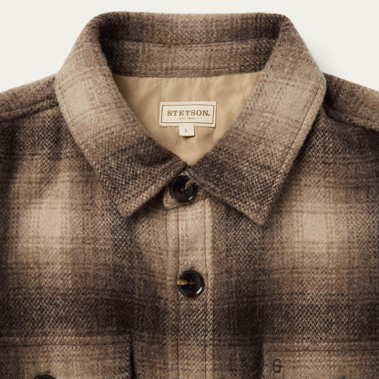 Wool Plaid Shirt Jacket Brown - Stetson