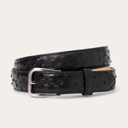 Ostrich Western Tab Belt - 1 1/4" Width Black Classic - Stetson