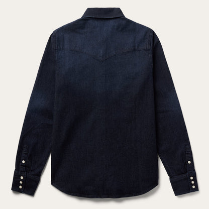 Embroidered Dark Denim Snap Front Shirt Blue - Stetson